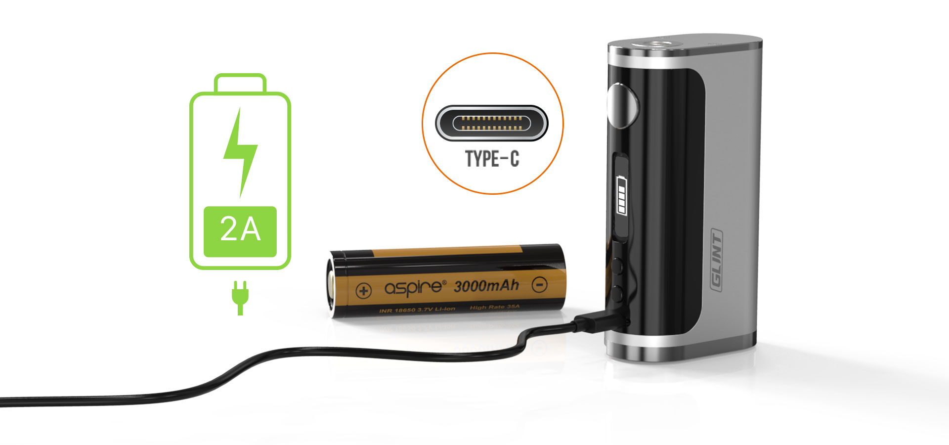 Kit Nautilus GT avec atomiseur Nautilus GT 3ml Silver - Taifun - Aspire - Rechargement USB-C