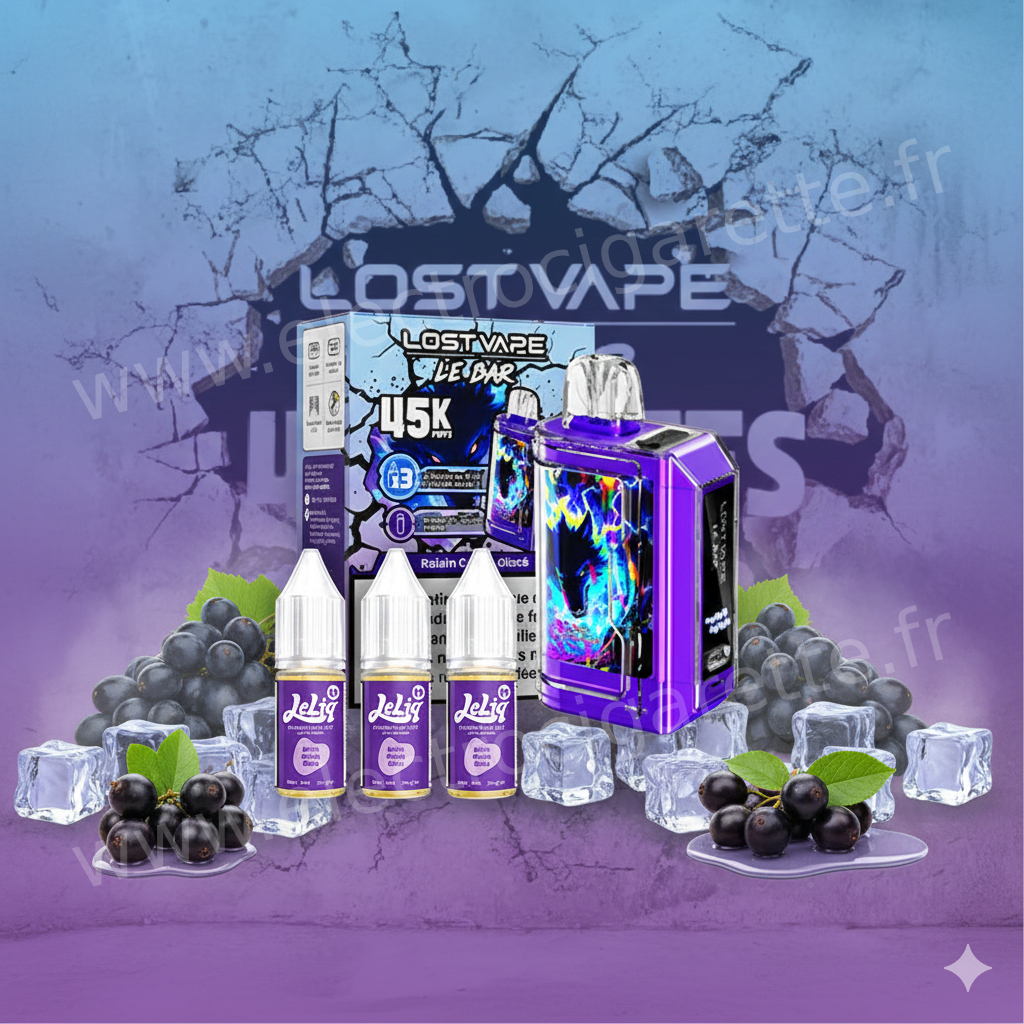 Kit Le Bar 45K Lost Vape - Raisin Cassis Glacé