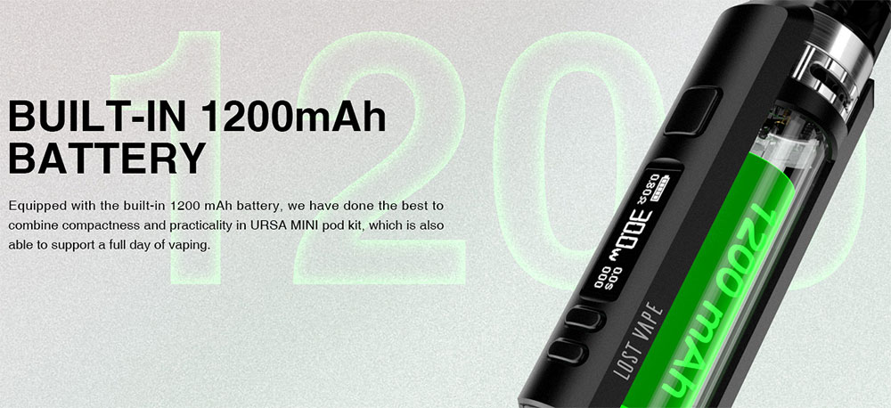 Batterie intégrée de 1200 mAh