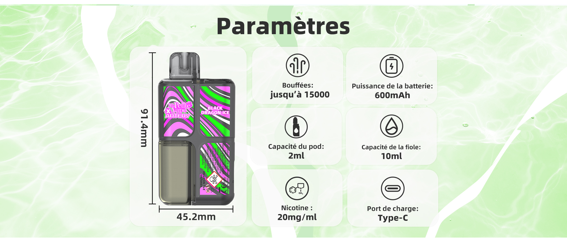 Ma Petite Vape x ARTERY 15k - Caractéristique du produit
