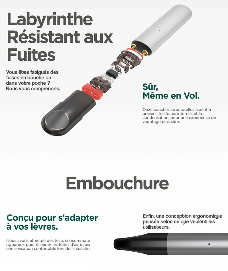 Cigarette électronique Essential - Résistant aux fuites