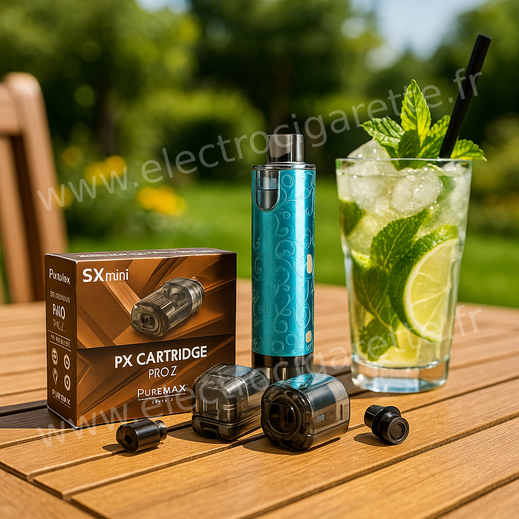 SX Mini - Kit PureMax - Signature - Version PX Pro avec Pack de 2 Cartouches 4mL - Pro4 - PureMax Pod