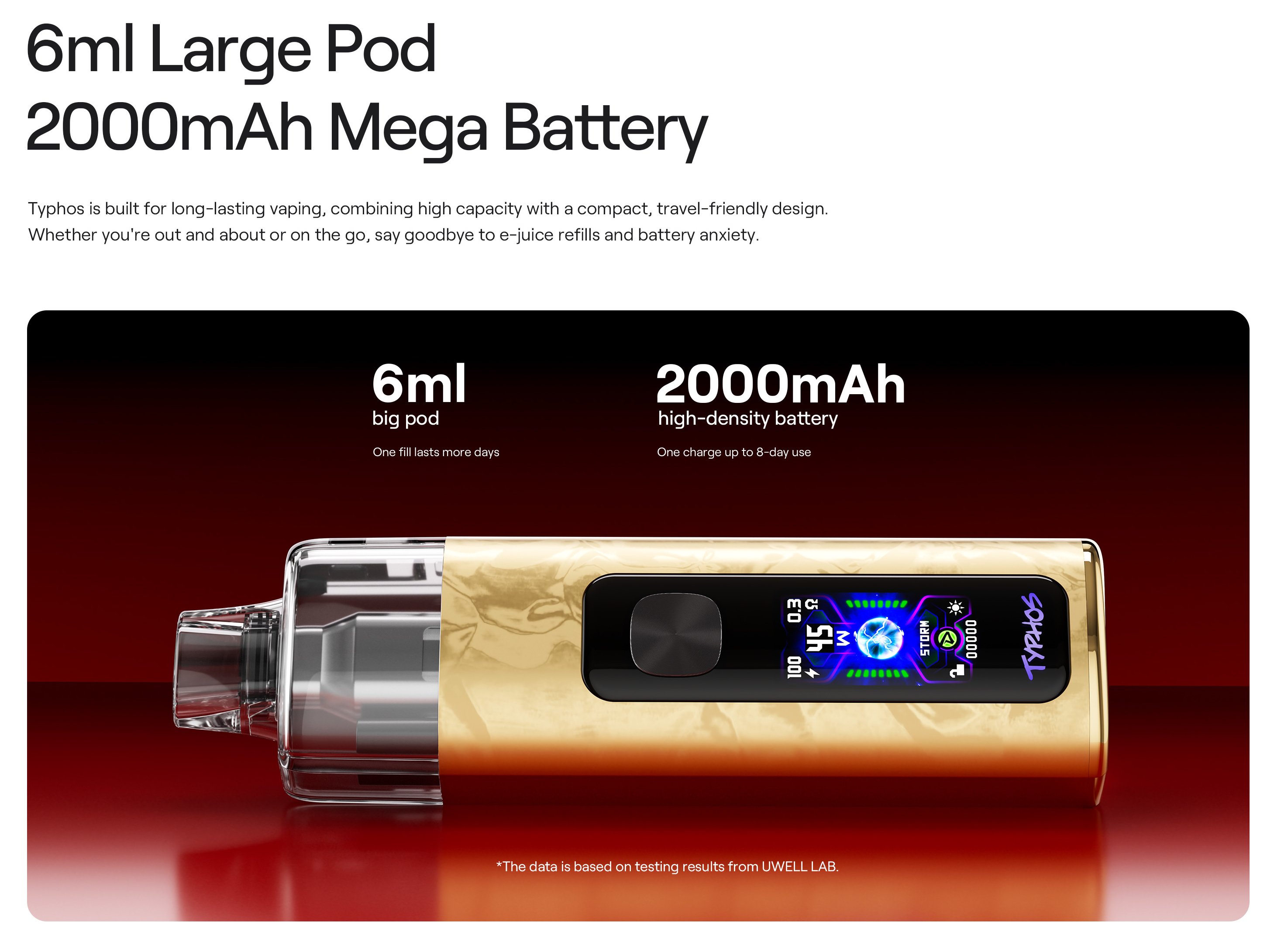 Kit Typhos MTL/RDL - Pod 6 ml & Batterie 2000 mAh – Longue autonomie