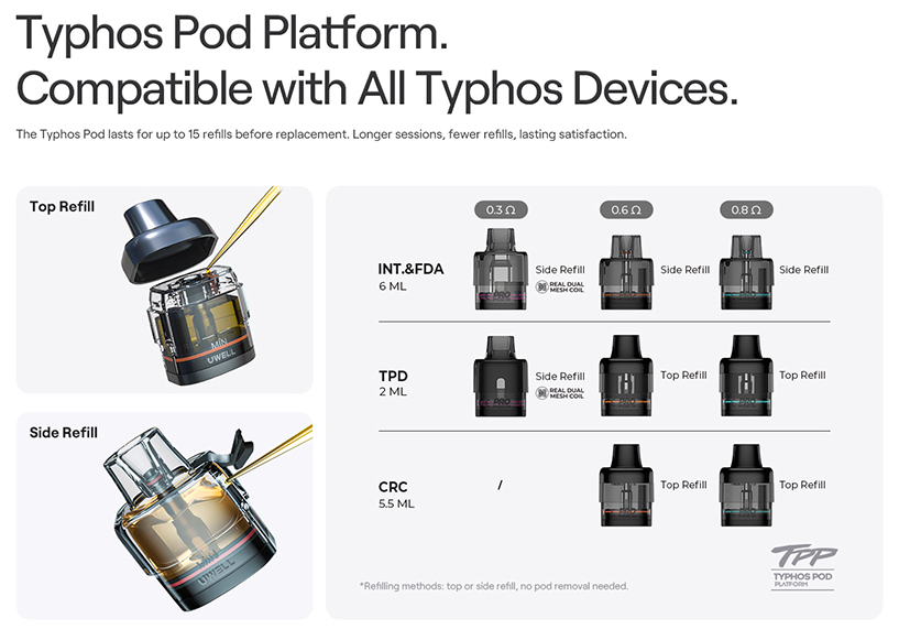 Kit Typhos Pro - Uwell - Plateforme de pods Typhos compatible