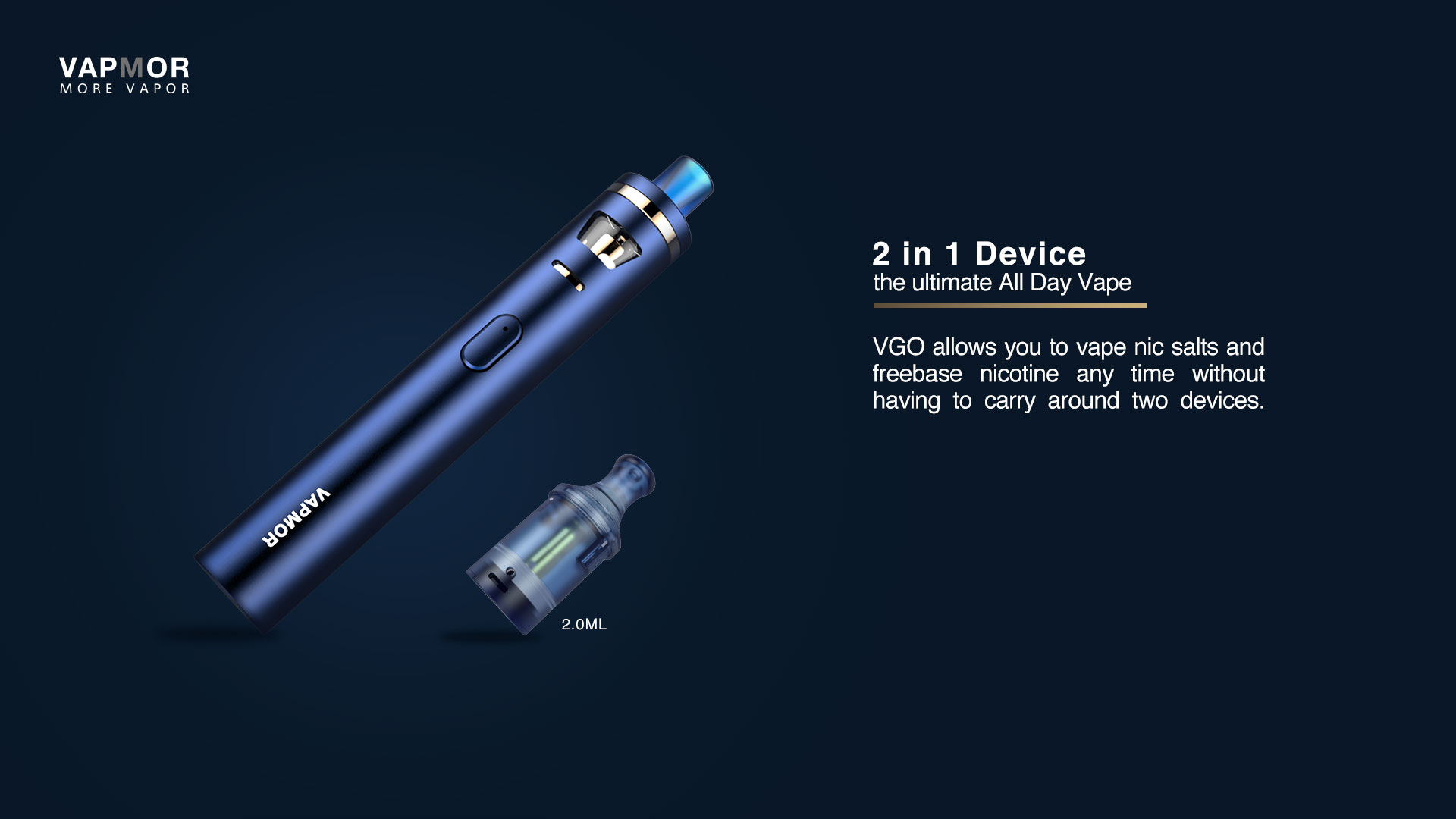Kit VGO 1500mah avec Ato VGO 2ml & Pod VGO 2ml VapMor - 2 en 1