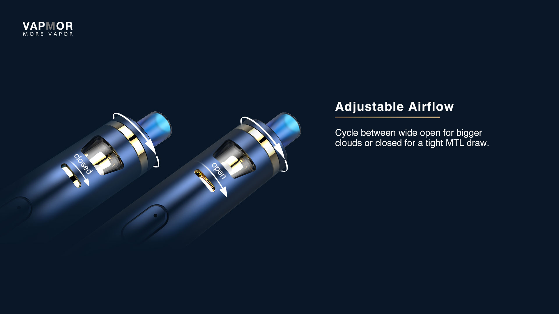 Kit VGO 1500mah avec Ato VGO 2ml & Pod VGO 2ml VapMor - Airflow