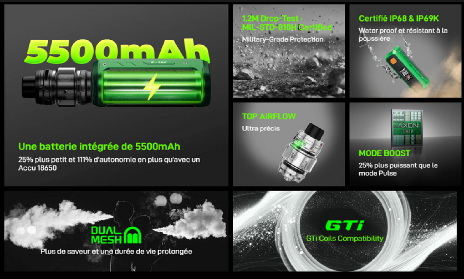 Kit Armour Ultra Vaporesso avec iTank T Dual Mesh 6 mL - Infos sur le Kit