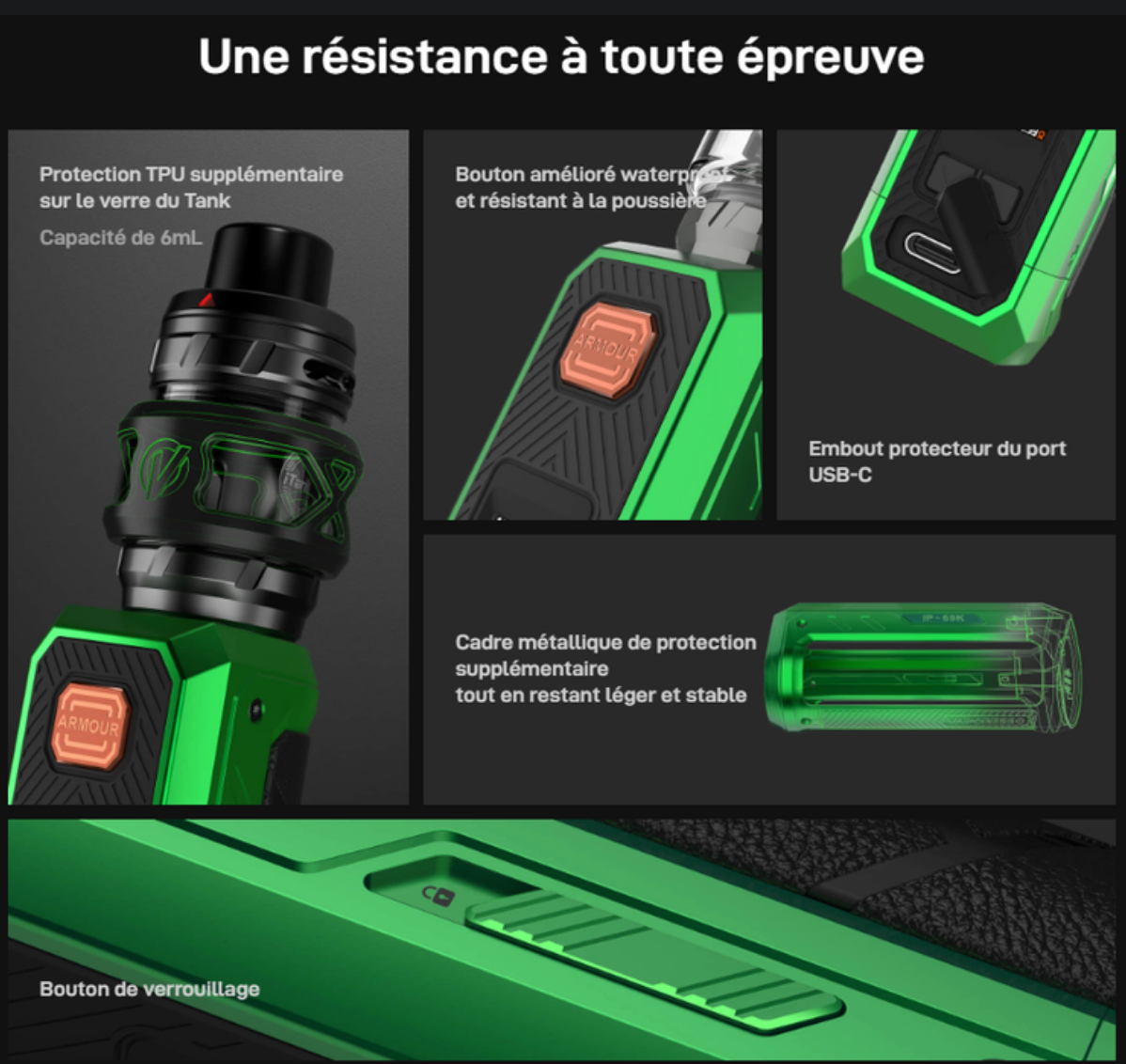 Kit Armour Ultra Vaporesso avec iTank T Dual Mesh 6 mL - Très Résistant