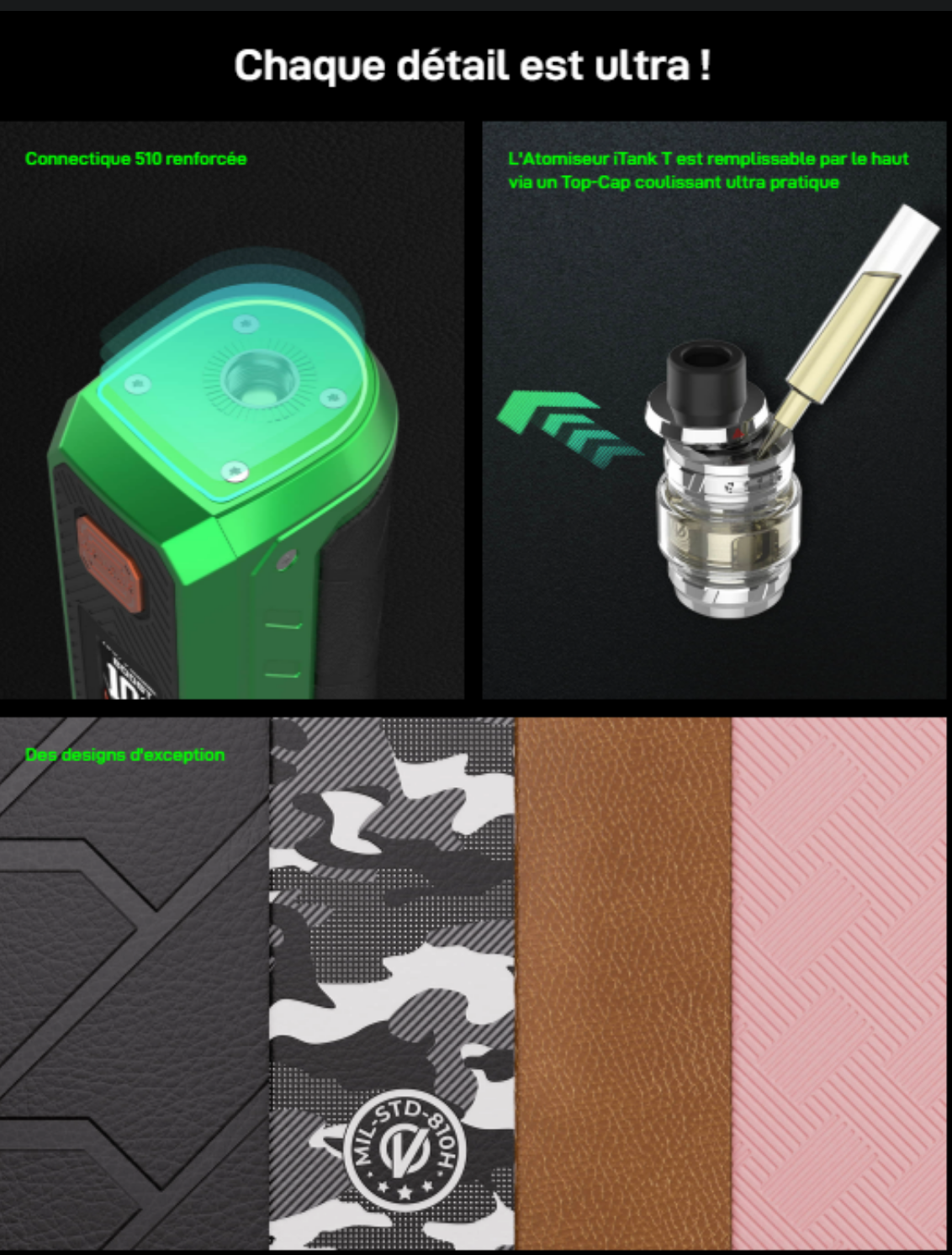 Kit Armour Ultra Vaporesso avec iTank T Dual Mesh 6 mL - Détail Ultra
